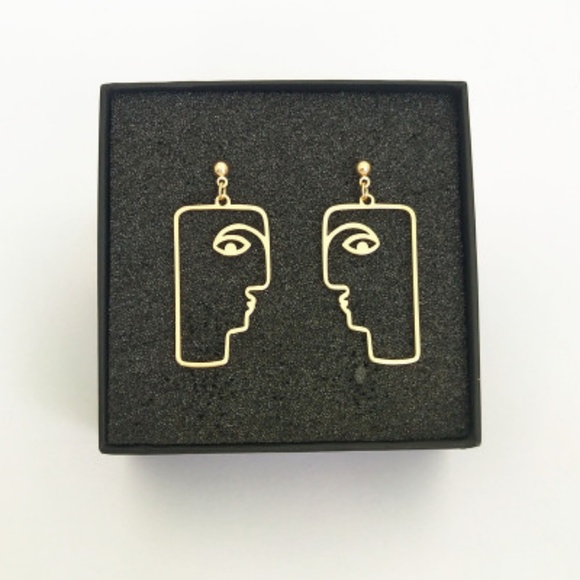 Picasso Abstract Portrait Face Drop Earrings - Picture 3 of 3